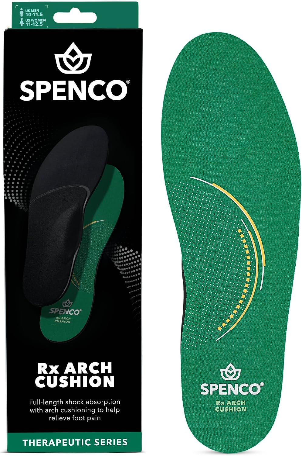 Spenco RX Arch Cushion Full Length Comfort Support Shoe Insoles, Women’s 9-10.5/Men’s 8-9.5