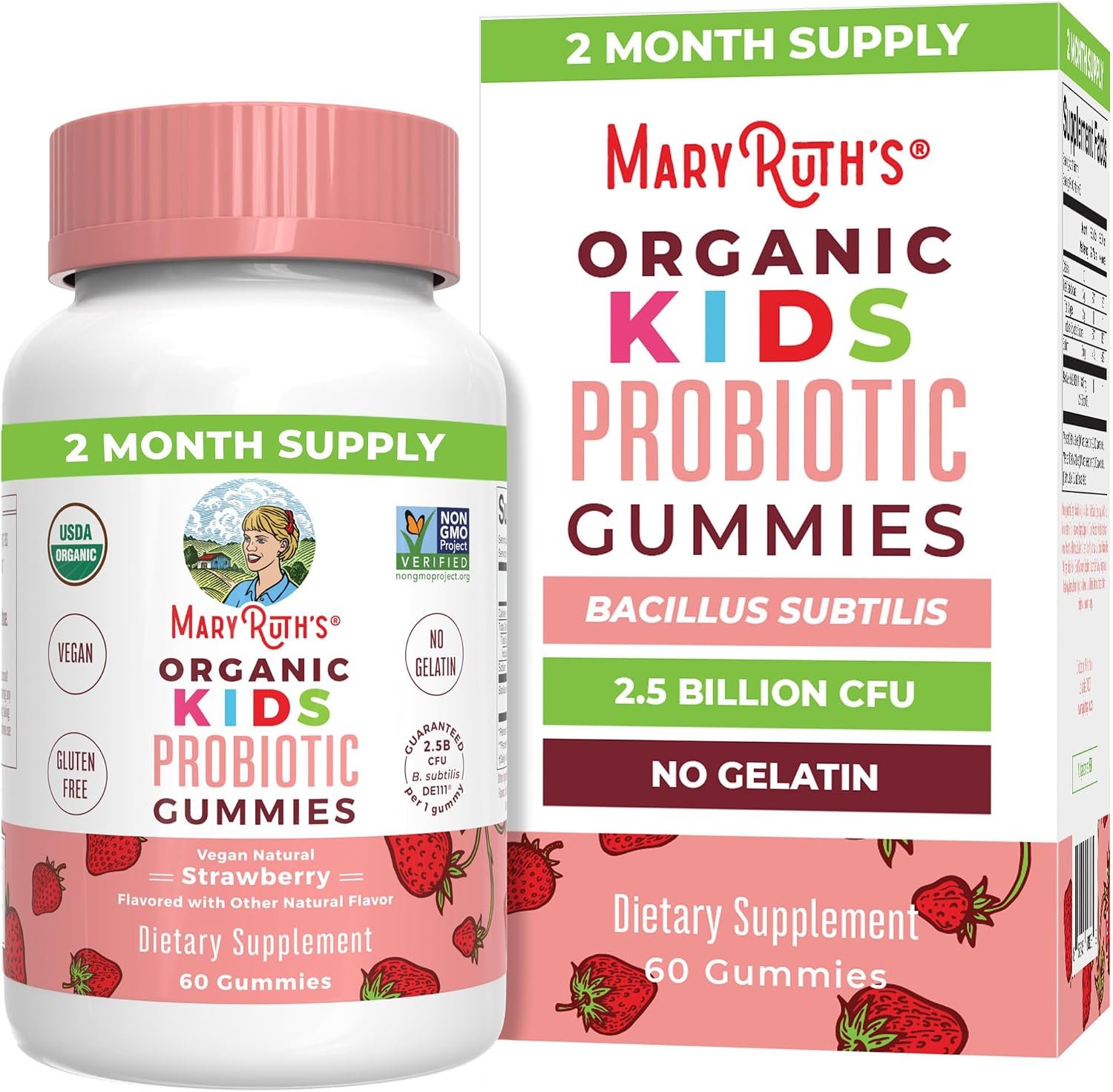 MaryRuth Organics Kids Probiotics for Digestive Health | USDA Probiotic Gummies | 2 Month Supply | Kids Probiotics | Immune Support | Gut Health Supplement | Vegan | Non-GMO | Gluten Free | 60 Count