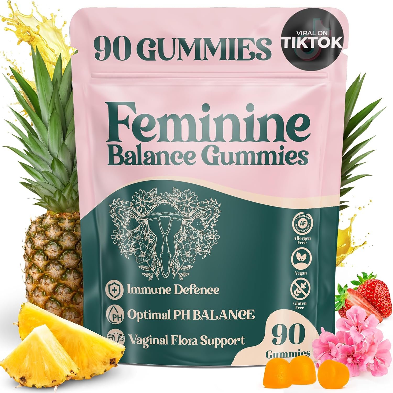 Feminine Balance Gummies – for Women’s Health & Wellness – Immune Support – Vegan, Gluten-Free – Hawaiian Pineapple (Pack of 1)