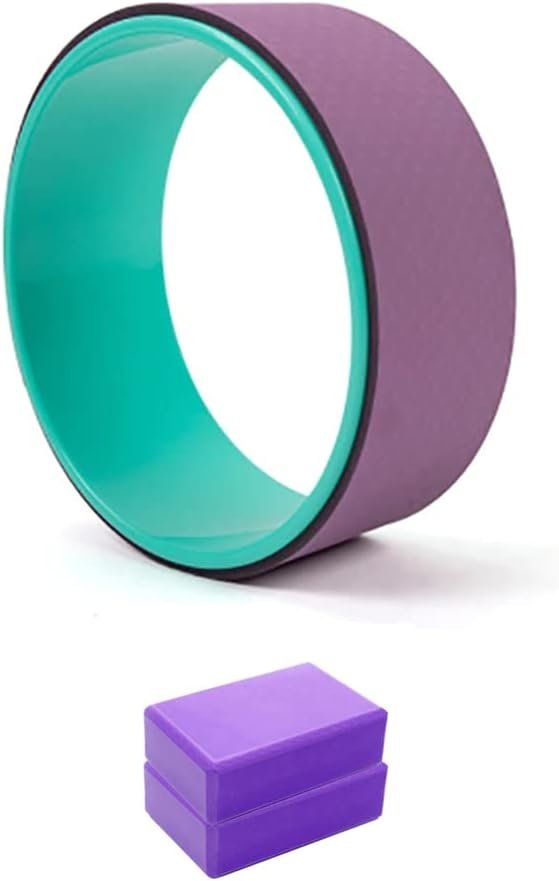 DreamHigh Non Slip Durable TPE – Eco-Friendly Yoga Wheel with 2pcs Yoga Foam Blocks