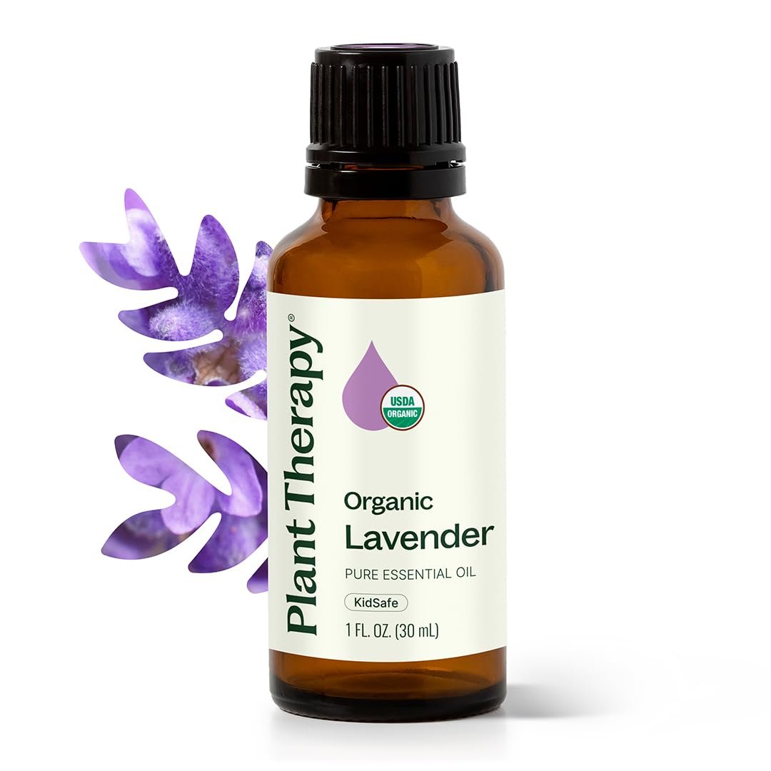 Plant Therapy Organic Lavender Essential Oil 30 mL, USDA Certified Organic | Pure & Undiluted Organic Lavender Oil, Ideal for Diffusion & Topical Use, Good For Skin, Hair, and Relaxation