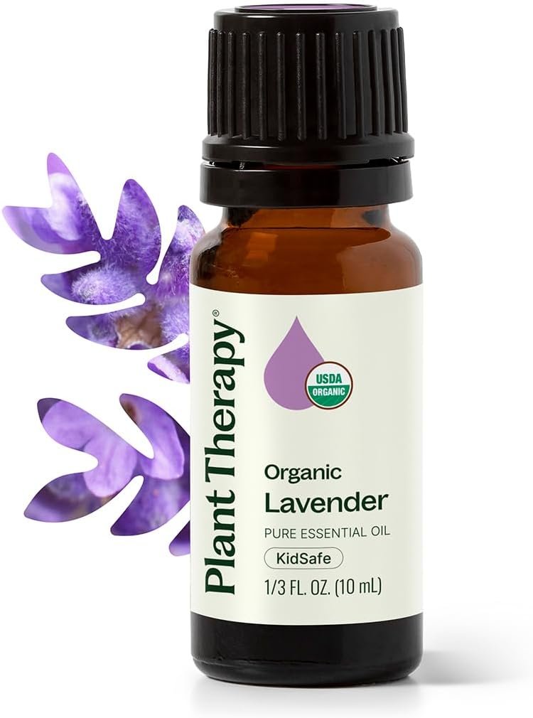 Plant Therapy Organic Lavender Essential Oil 10 mL (1/3 oz), USDA Certified | Pure, Undiluted, USDA Certified Organic, Great for Aromatherapy Diffusers, Relaxation, Body Care, and Healthy Skin/Hair