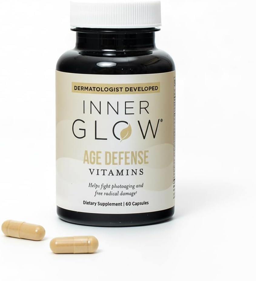 Inner Glow Age Defense Vitamins – Dual Doctor Developed, Antioxidant Skin Support, Polypodium Leucotomos Formula, Vegan, Gluten‑Free — 60 Capsules