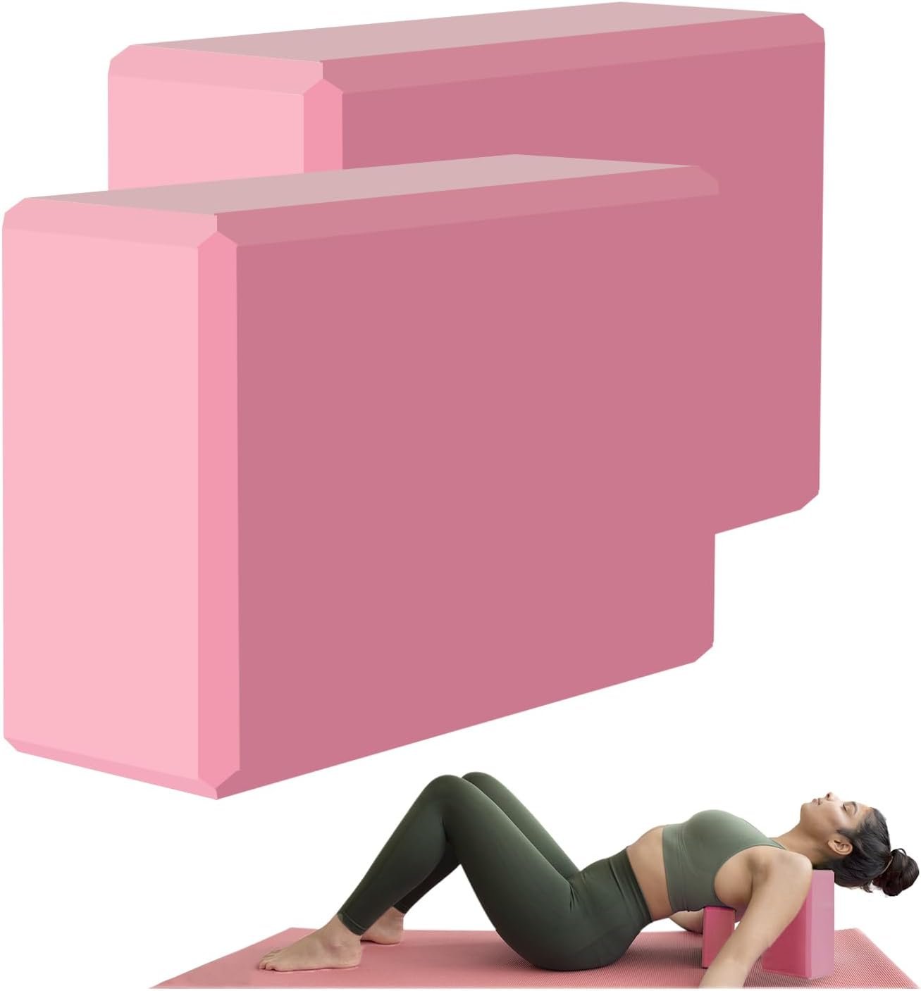 Yoga Block – Supportive Latex-Free Eva Foam – Soft Non-Slip Surface with Beveled Edges for Yoga, Pilates, Meditation – Yoga Accessories for Stability, Balance, Deepen Stretches