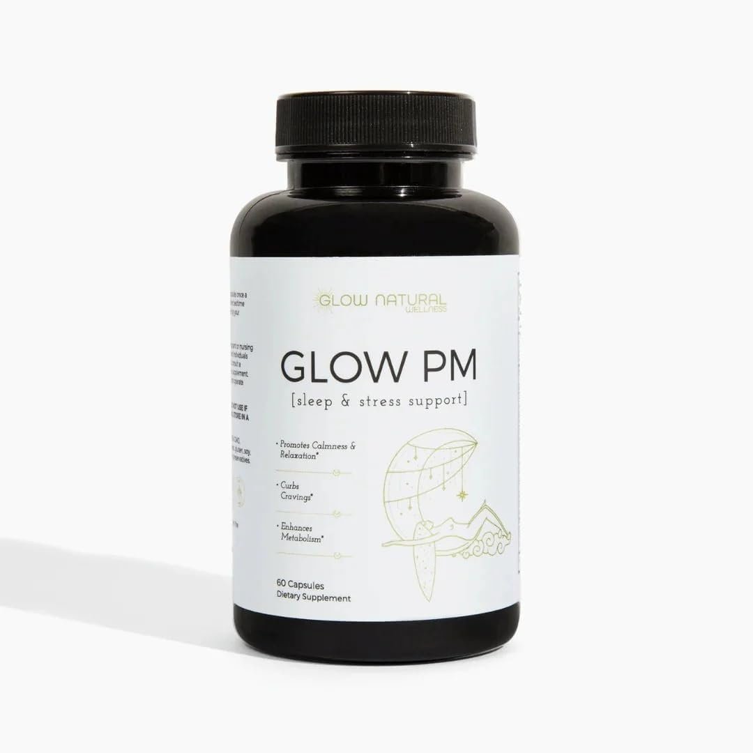 Glow Natural Wellness Glow PM – Nutritional & Herbal Sleep Supplement for Adults, Night Formula with Melatonin 10mg, Magnesium, L-Theanine & Herbal Extracts, 17-Ingredient Blend, 60 Capsules