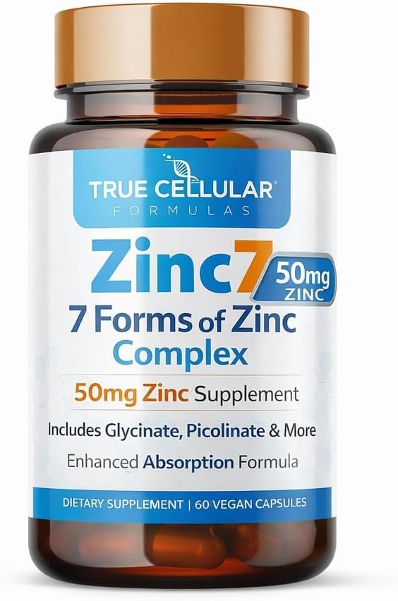 Zinc7: 7-in-1 Zinc Complex 50mg – Maximum Absorption for Immune Defense, Deep Sleep & All-Day Energy | Hormone Balance, Mental Focus & Metabolism Support | 60 Vegan Capsules