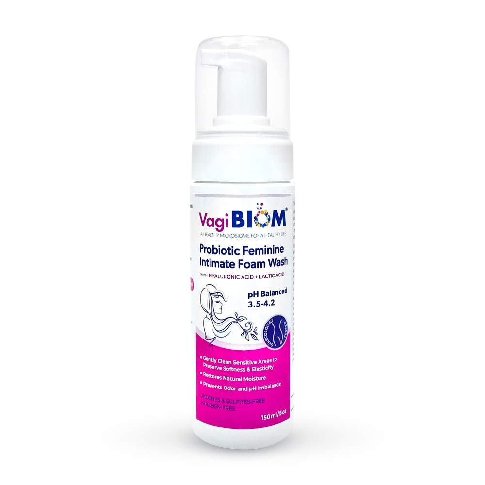 Biom Probiotics Vaginal moisturizing Foam Wash and Odor Control: First-in-Class All Natural 100% Natural Vegan Vaginal Foam. Controls Dryness, Maintain Optimal pH, and relieves Feminine discomfort