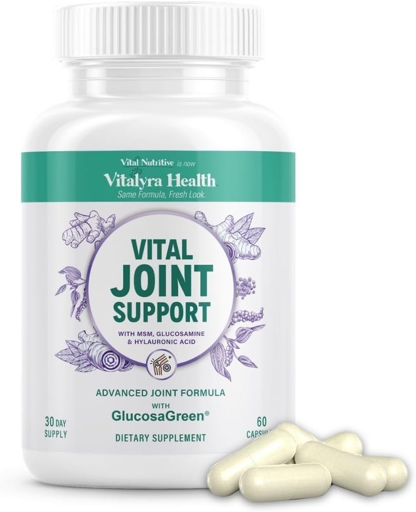 VITAL NUTRITIVE Joint Support Supplement for Men & Women, Glucosamine, MSM | Glucosamine, Hyaluronic Acid & Turmeric, Daily Mobility, Flexibility & Cartilage Care, Non-GMO, 30 Day Supply