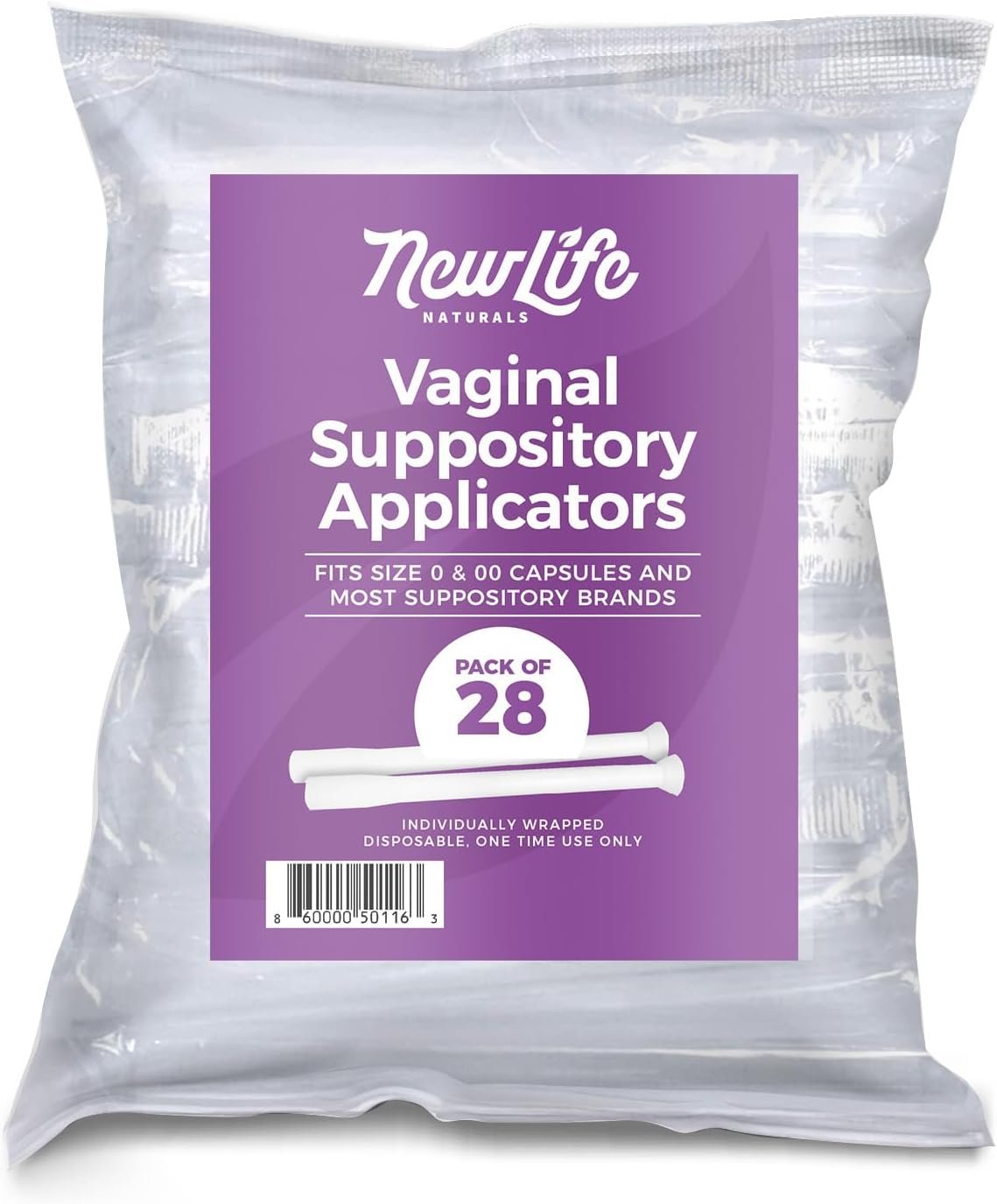 NewLife Naturals Disposable Vaginal Suppository Applicators 28 Pack | For Boric Acid, Size 0 & 00 Capsules, Pills & Tablets – Individually Wrapped Disposable Applicators for Women – Made in USA