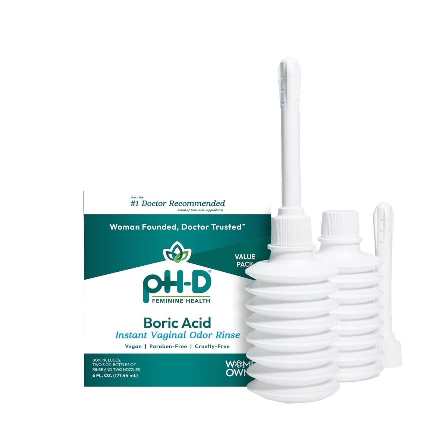 pH-D Feminine Health Support – Instant Odor Rinse with Boric Acid for Vaginal Odor – Vegan, Paraben-Free, Cruelty-Free, 6 Fl Oz Total, (3 Fl Oz, Pack of 2) | Instant Odor Rinse, Helps Control Vaginal Odor, Vegan, No Added Parabens, Cruelty-Free