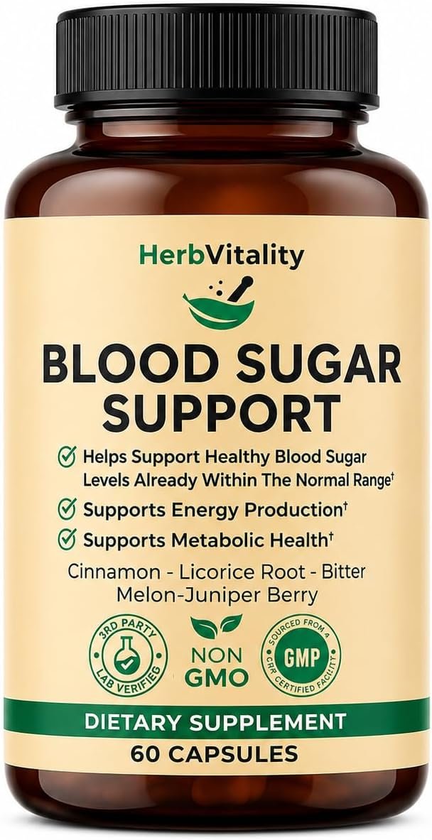 Blood Sugar Support Supplement with Cinnamon, Bitter Melon – Supports Healthy Blood Sugar Levels Already Within Normal ranges | Licorice Root Extract – 60 Capsules