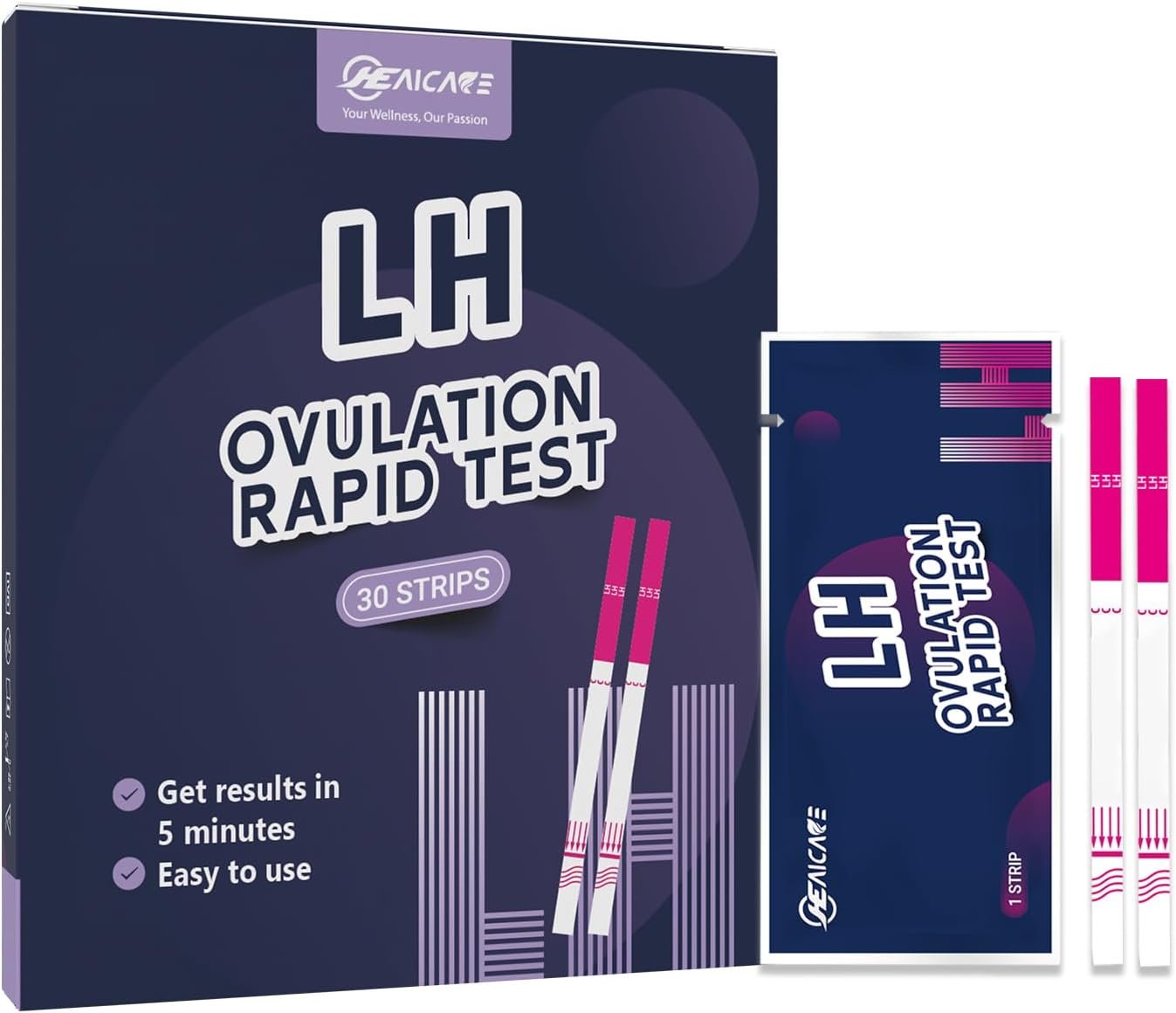Ovulation Test Strips Kit: 30 Pack Fertility Tests, Ovulation Predictor Kit, LH Test Strips Kit Accurately Track Ovulation, Highly Sensitive Fast Result, Home Testing
