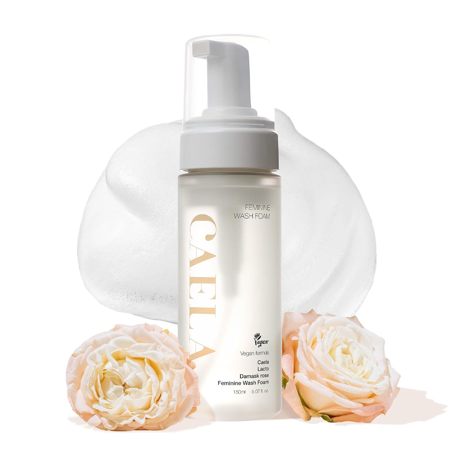 CAELA Feminine Wash, pH-Balanced, Sea Buckthorn & Damask Rose, 5.07 Fl Oz | pH-balanced Foaming intimate cleanser with Triple Lactobacillus Ferment. Gentle daily care with sulfate-free vegan formula.