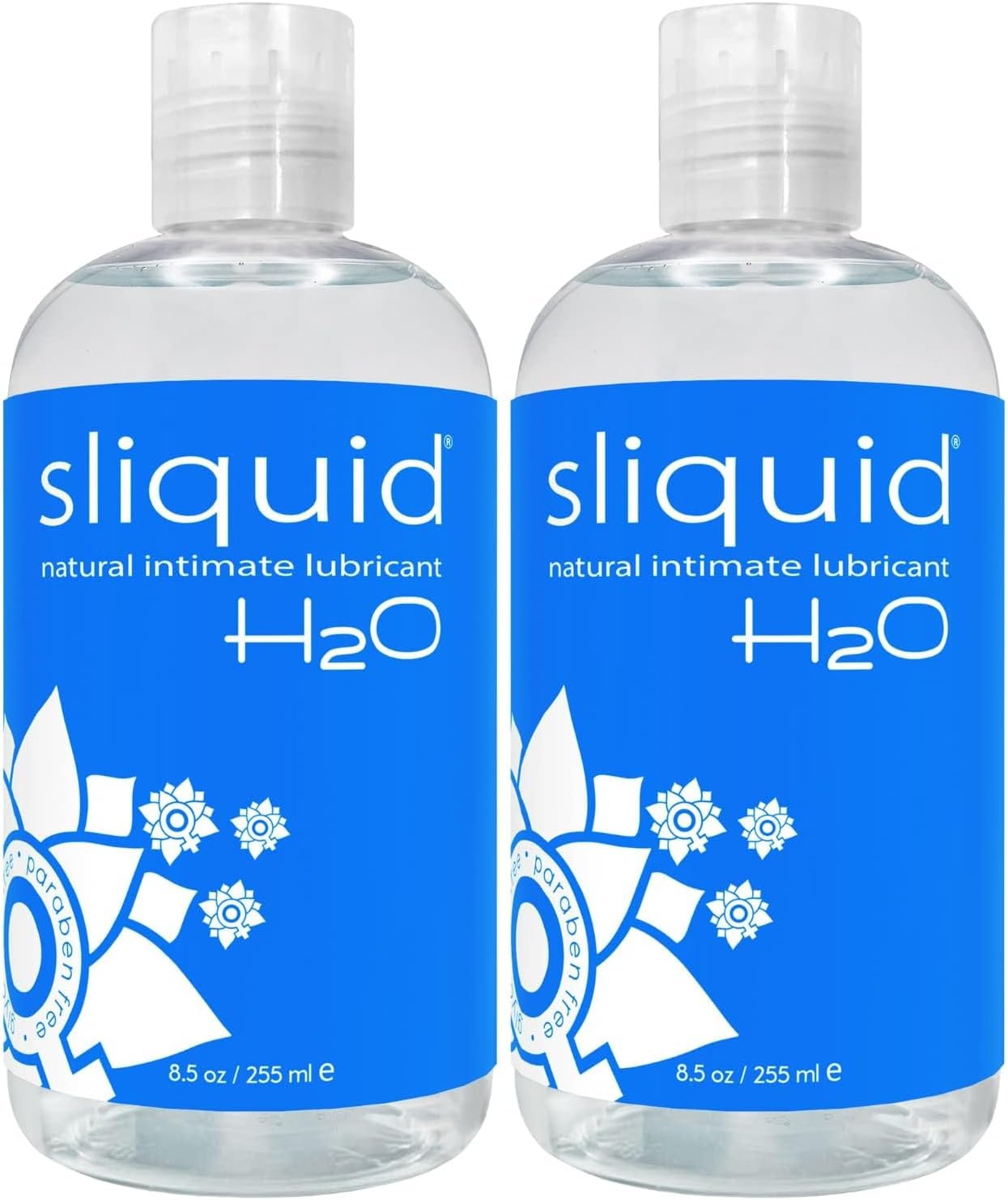 Sliquid H2O Water-Based Lube – Clear, Long-Lasting Gel, Natural Lube for Women/Men/Couples, Unscented, 8.5 Fl Oz (2 Pack)