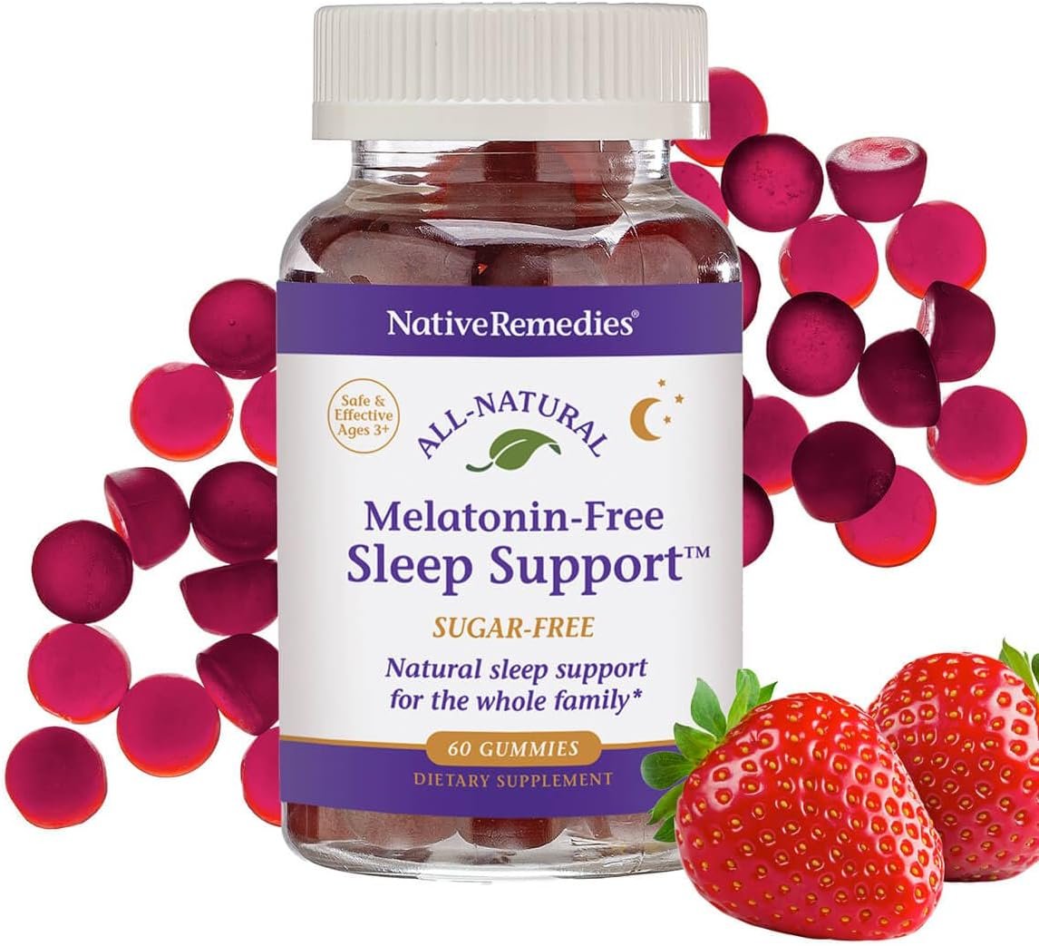 Native Remedies Melatonin-Free Sleep Gummies – Sugar-Free Herbal Formula | with GABA, Magnesium, L-Theanine & Valerian – Sleep Aid Natural Support for Adults – 60 Calm Gummy Vitamins