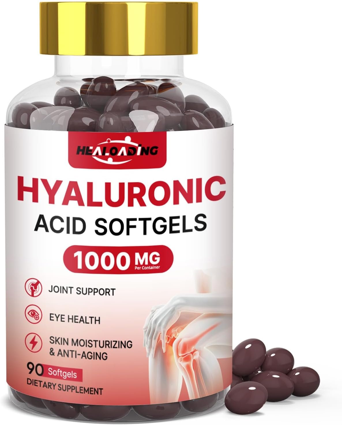 Hyaluronic Acid Supplements 1000mg Softgels: Joint Supplements for Men Hyaluronic Acid for Skin & Joint Hydration