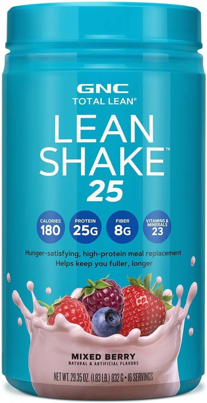 GNC Total Lean Shake 25, Mixed Berry, Zero Added Sugar, 16 Servings | High-Protein Meal Replacement Shake with Essential Vitamins and Minerals, Supports Weight Management and a Healthy Metabolism