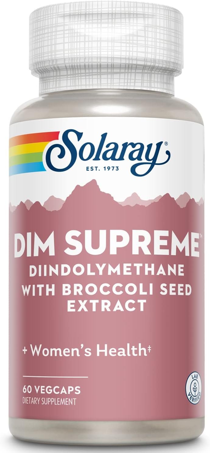 SOLARAY DIM Supreme 100 mg, 60 VegCaps | Women’s Hormone Balance Support, Diindolylmethane, Broccoli Seed Extract & Bioflavonoids, 60 Servings, Vegan & Lab Verified