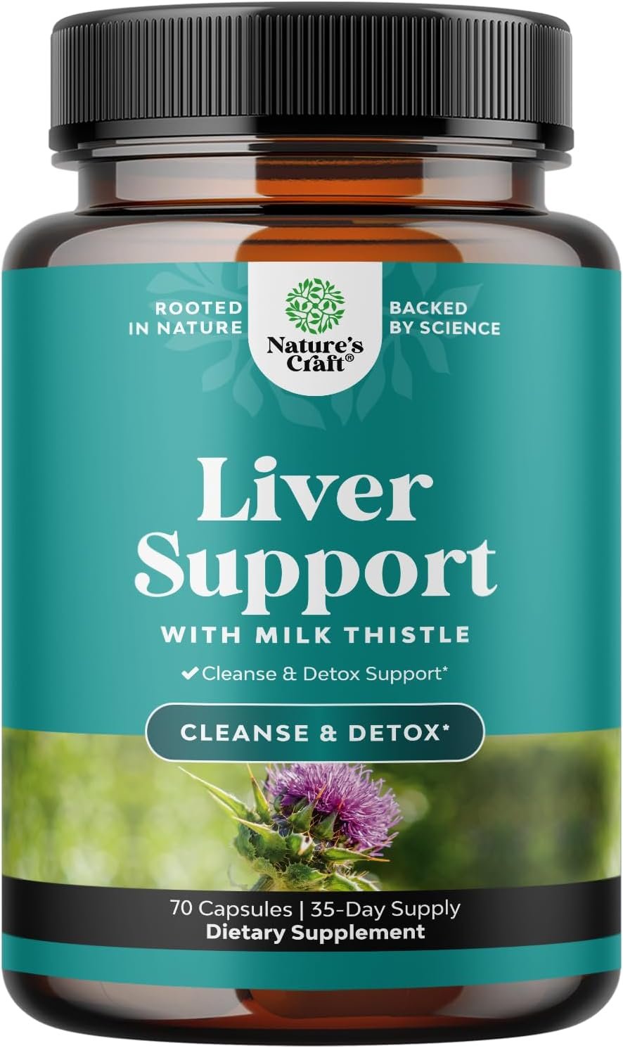 Liver Cleanse Support – Milk Thistle Supplement with Choline – 70 Count | Herbal Liver Support with Beetroot & Artichoke – Digestion & Immune Support – Silymarin, Ginger Root & Dandelion Root