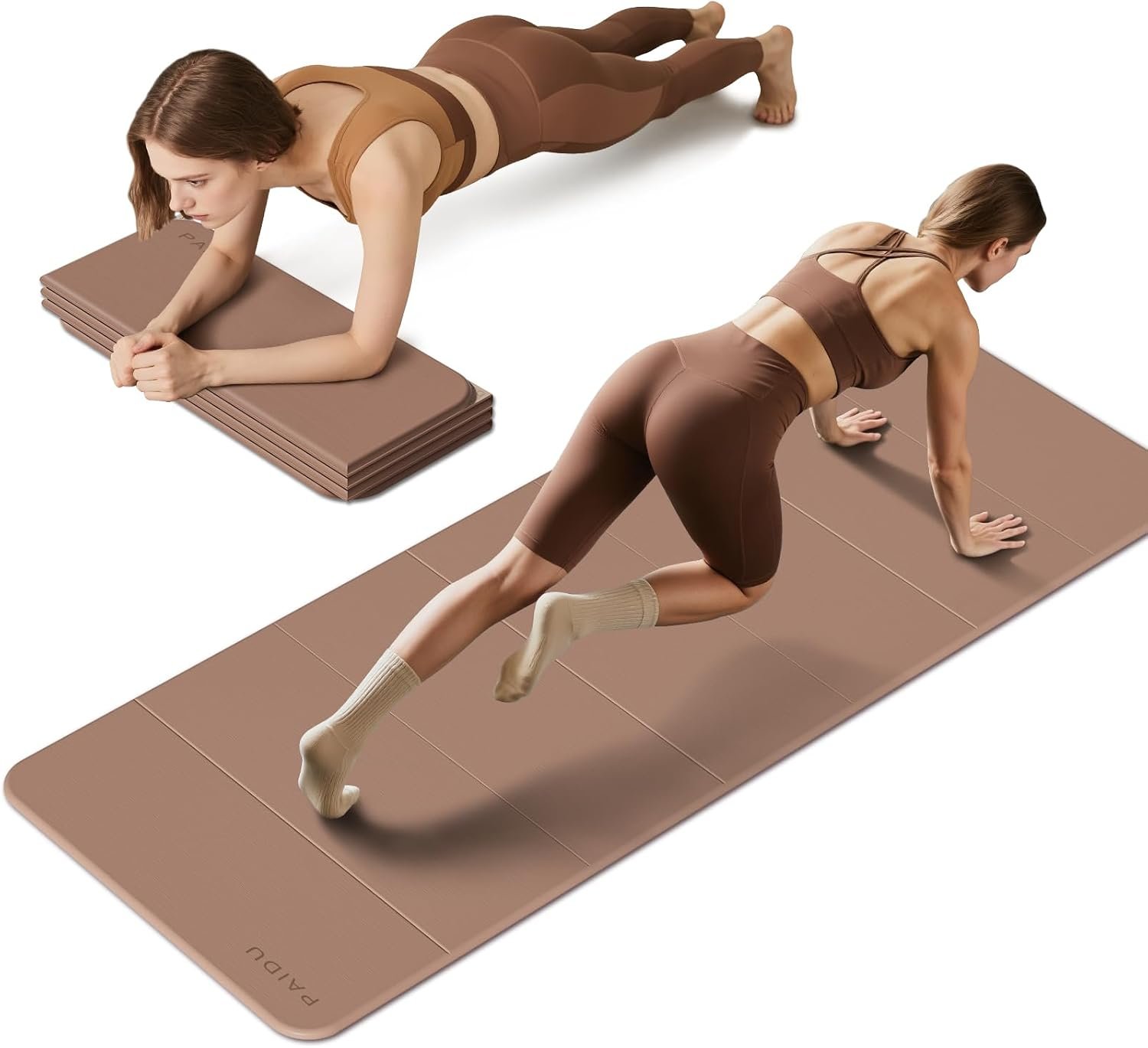 PAIDU Foldable Yoga Mat 10MM Thick SGS Certified TPE 75×26″ Portable | Non-slip, extra thick & wide, foldable & portable. Ideal for yoga, Pilates & home gym workouts.