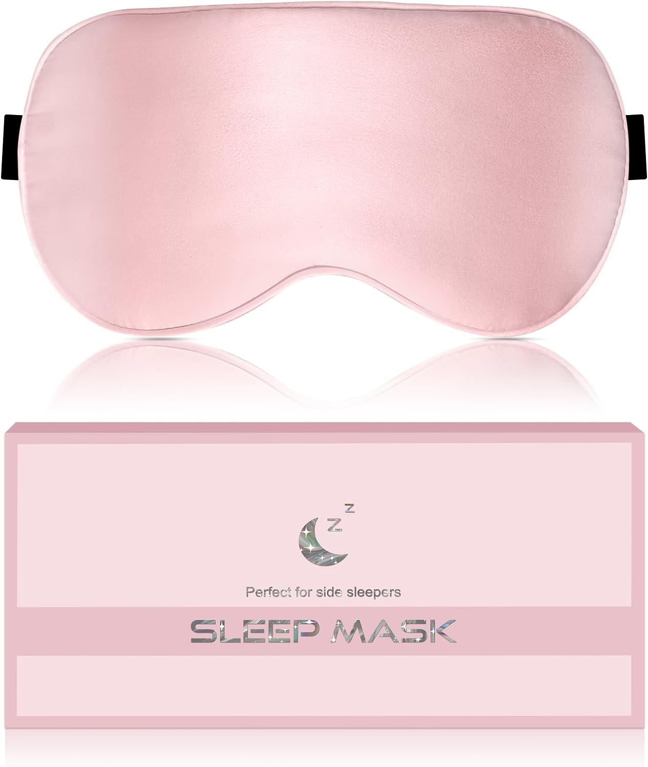 Silk Sleep Mask for Women – Soft Breathable Organic Natural Mulberry Silk Fabric Blackout Eye Mask for Sleeping with Adjustable Straps No Pressure Eye Mask for Travel Essentials Gifts (Pink)