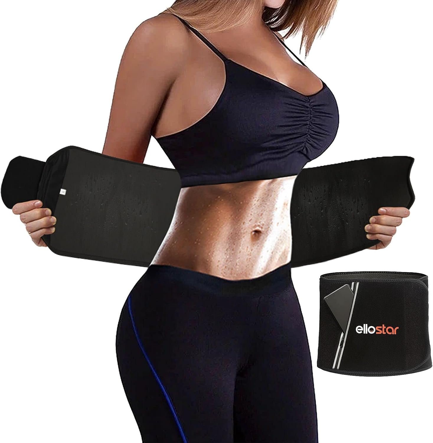 ellostar Waist Trimmer for Women & Men & Tummy Control Band Waistline Body Shaper Sauna Sweatband Sweat Shapewear