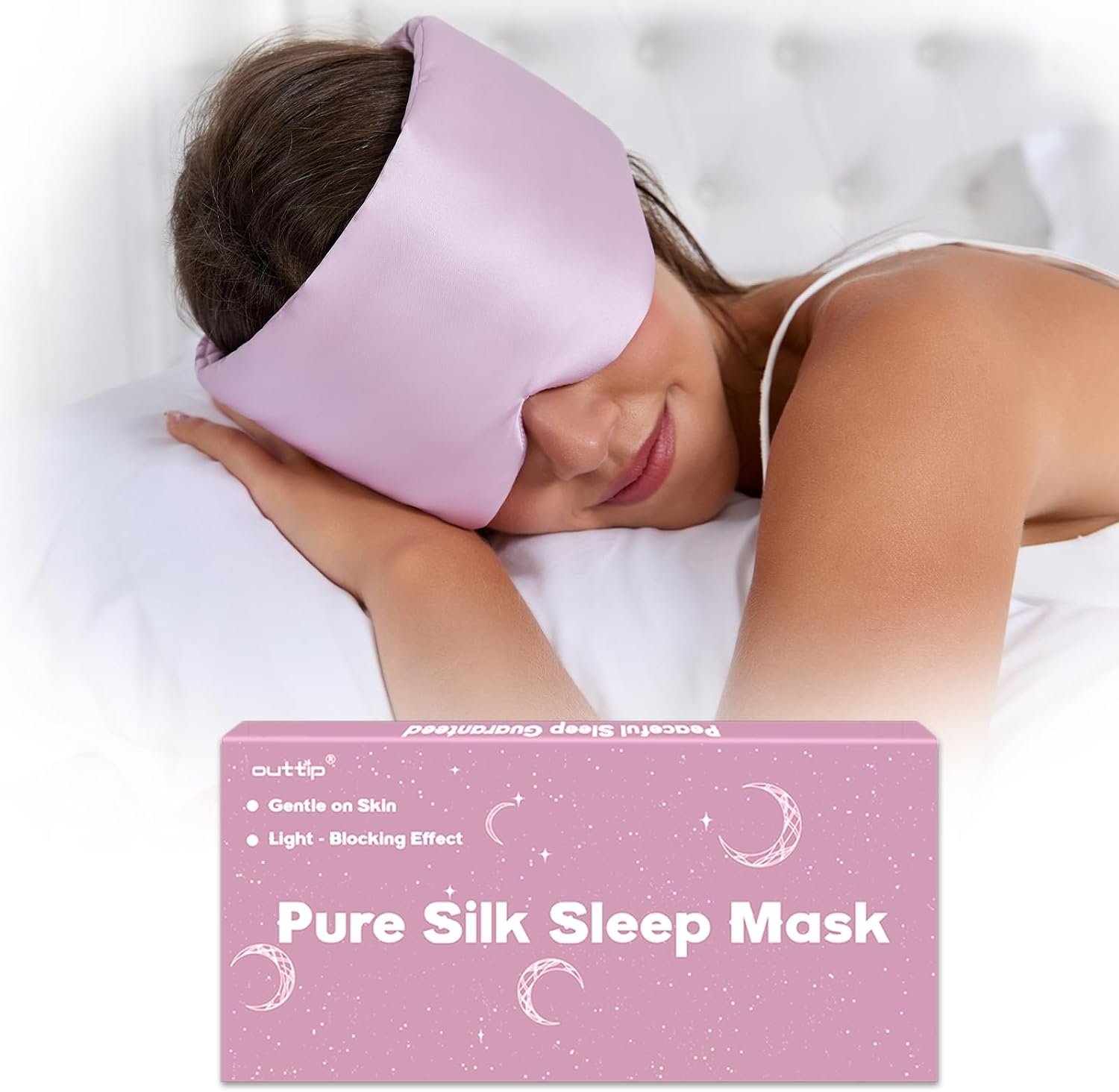 100% Mulberry Silk Sleep Masks for Women Men, Blackout Eye Mask Sleep Silk for Sleeping Side Sleeper, Eye Covers for Sleeping Adjustable Light Blocking Women Relaxing Gift for Home, Travel, Office