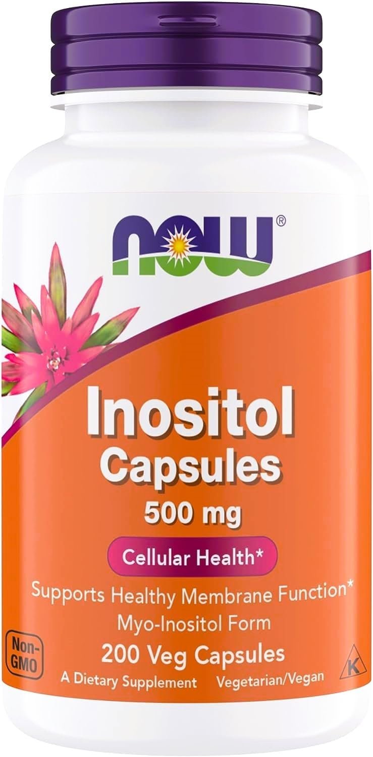 NOW Foods Inositol 500 mg – 200 Vegetarian Capsules (200 Count (Pack of 1)) | Superior Myo Inositol Form, for Healthy Membrane Function*, Cellular Health*, Support for Women