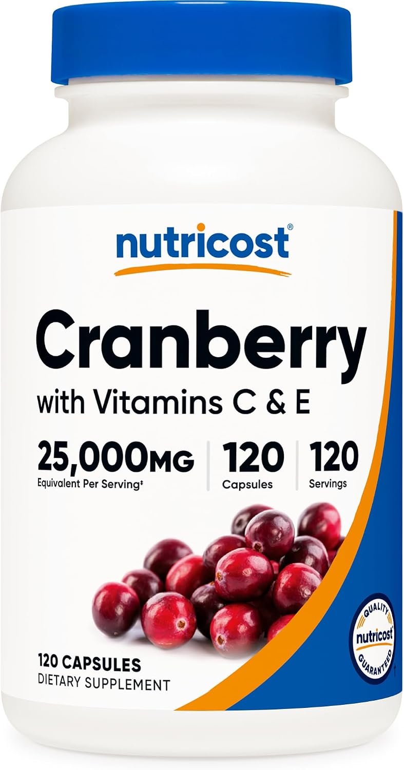 Nutricost Cranberry Extract 120 Capsules, 120 Servings Per Bottle, Vegan | With Vitamin C and Vitamin E, Gluten-Free