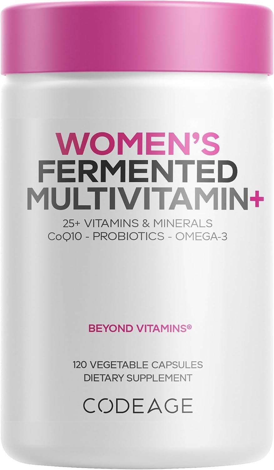 Codeage Women’s Daily Multivitamin, 25+ Vitamins & Minerals, 120 Capsules | Women’s fermented multivitamin with 25+ whole-food vitamins and minerals, omega-3, boron and probiotics.
