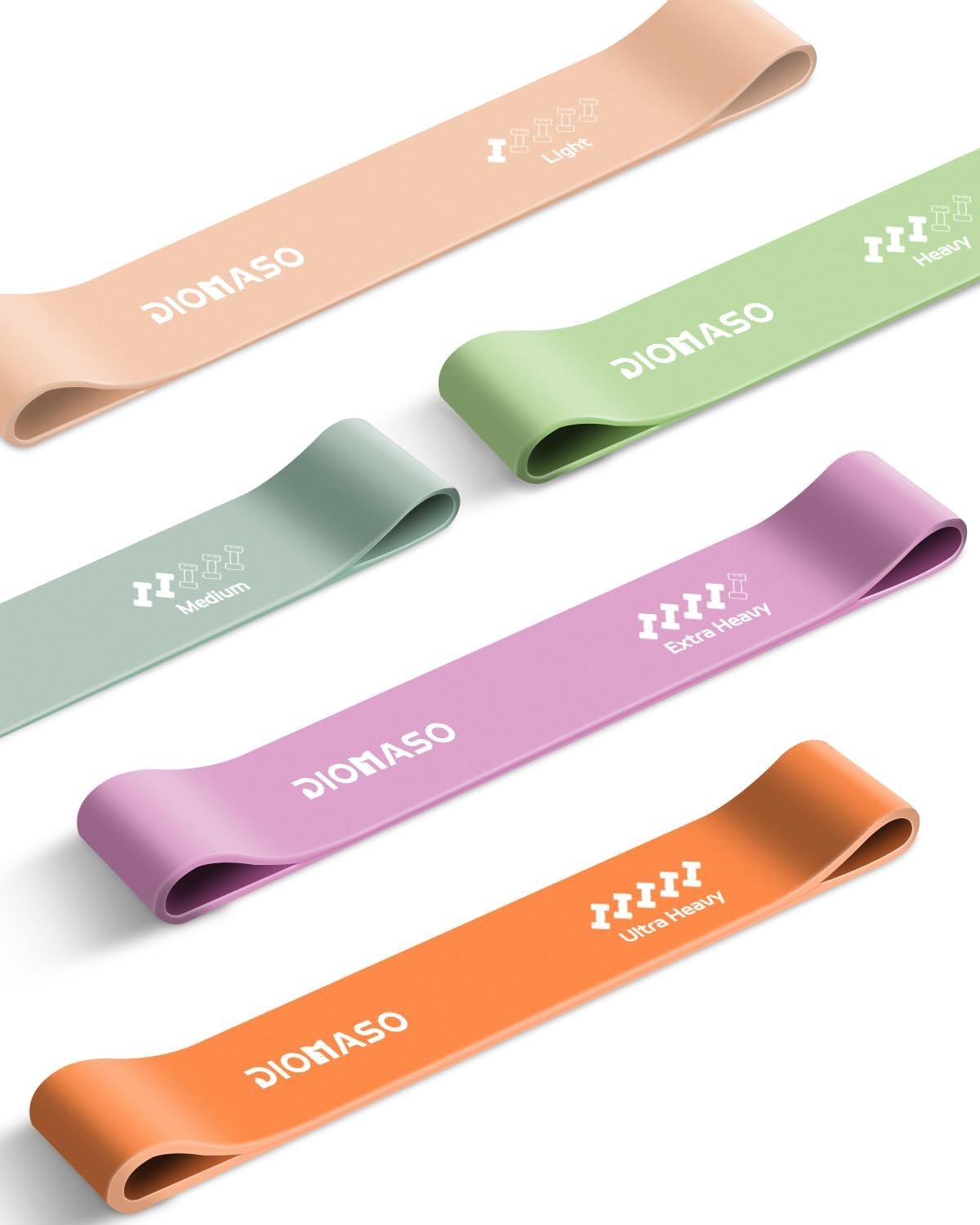 Resistance Bands for Working Out- 5 Levels with Exercise Bands, Multi-Colored Stretch Bands for Women Men, Legs, Glutes, Thighs, Yoga, Indoor & Outdoor Fitness