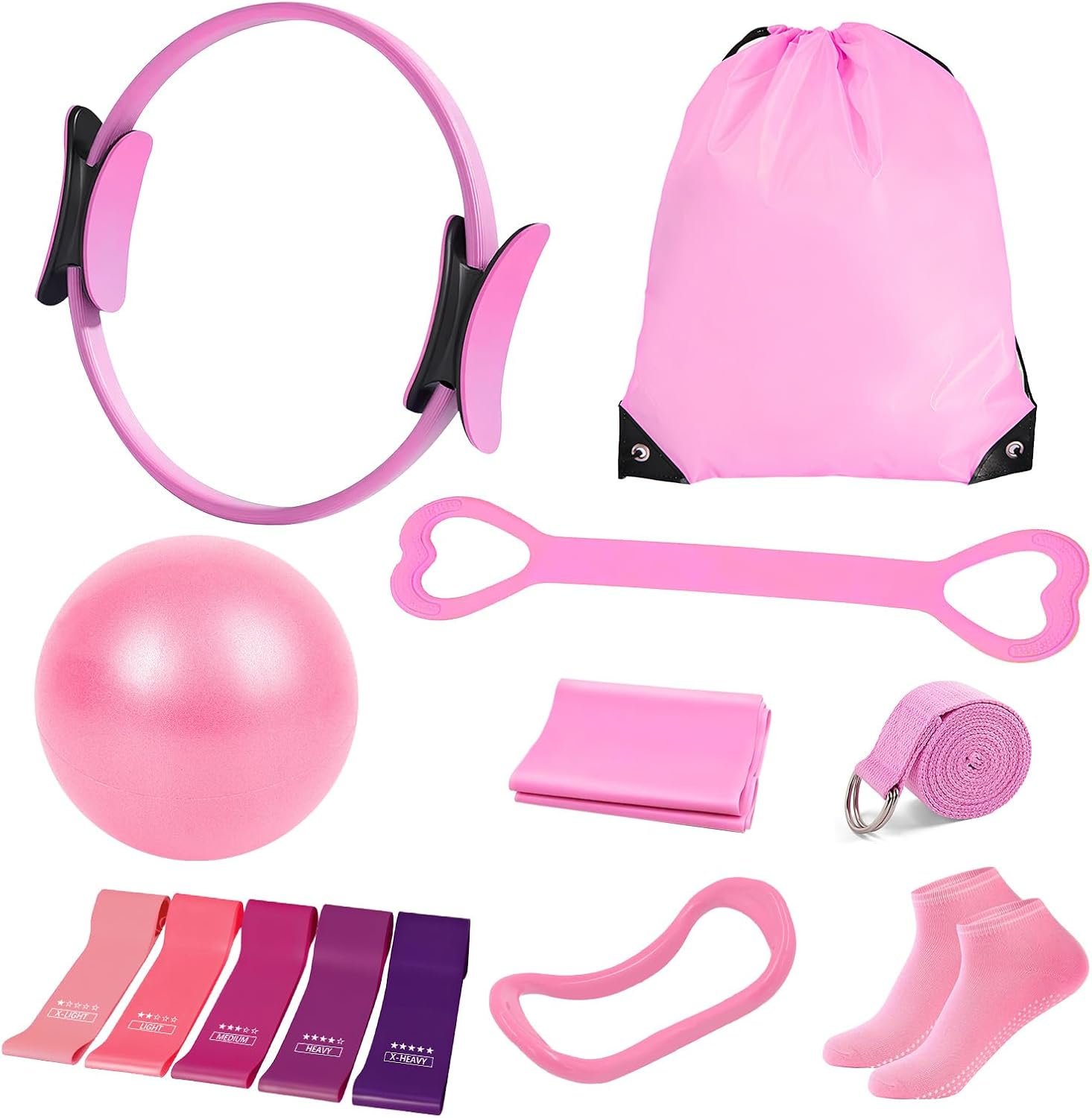 Pilates Kit for Women, Pilates Equipment with 13” Magic Circle | Pilates Ring and Ball Set with 5 Strength Bands, Hip Thrust Belt, Compact Workout Set at Home