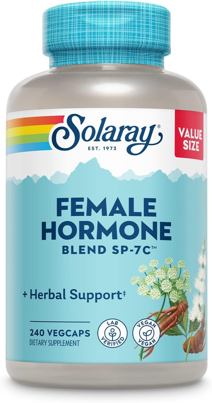 SOLARAY Female Hormone Blend SP-7C, Herbal Support Hormonal Balance for Women with Black Cohosh, Dong Quai, Wild Yam, and More, Vegan, Lab Verified, 60-Day Guarantee, 120 Servings, 240 VegCaps | Hormonal Balance & Menopause Support – Black Cohosh, Dong Quai & Wild Yam – 120 Servings – Vegan, Lab Verified