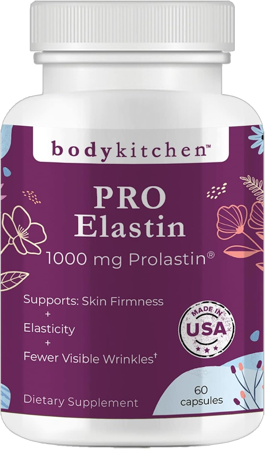 Body Kitchen Pro Elastin Peptides Skin Tightening Formula Supplement | Pure Marine-Derived from France, Boosts Elastin & Collagen, Skin Tightening Formula, Elasticity & Healthy Aging, Made in USA
