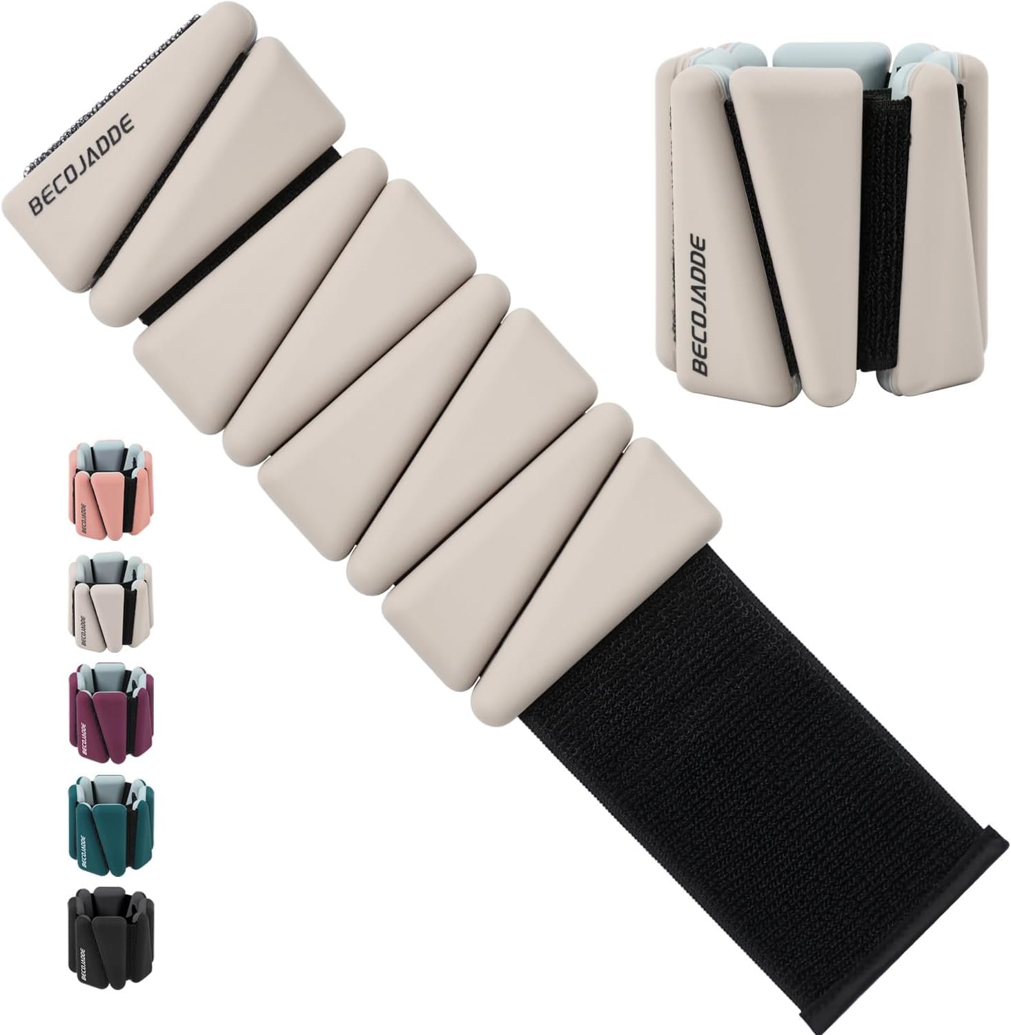 BECOJADDE Ankle Weights Set of 2 (1 lb/2 lb/3 lb Each) Adjustable Wrist Weights for Women Men Wearable Arm Leg Weight for Pilates, Running, Walking, Workout, Yoga