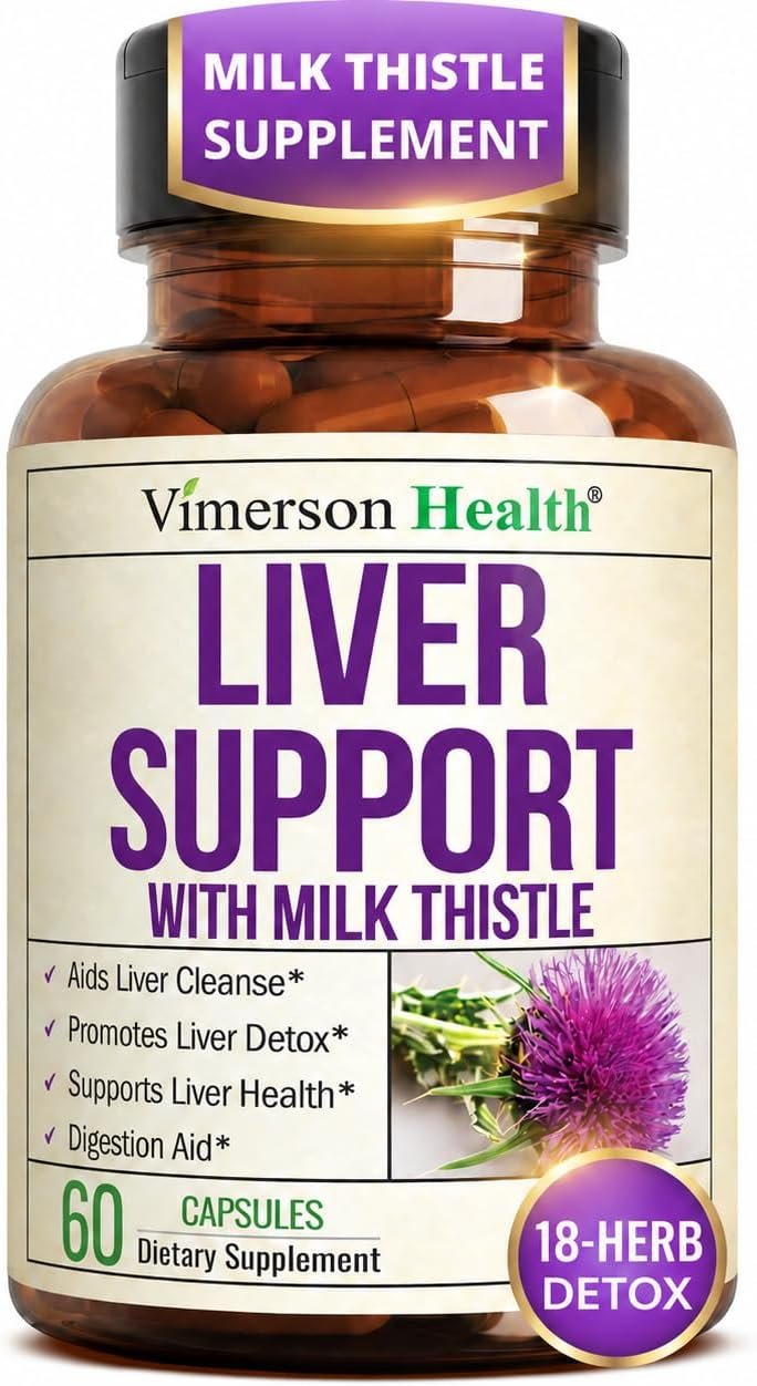 Liver Cleanse Detox & Repair – Liver Support Supplement with Milk Thistle Extract, Dandelion Root, Artichoke & Zinc – Gentle Liver Health, Digestion & Energy for Women & Men – Non-GMO – 60 Capsules