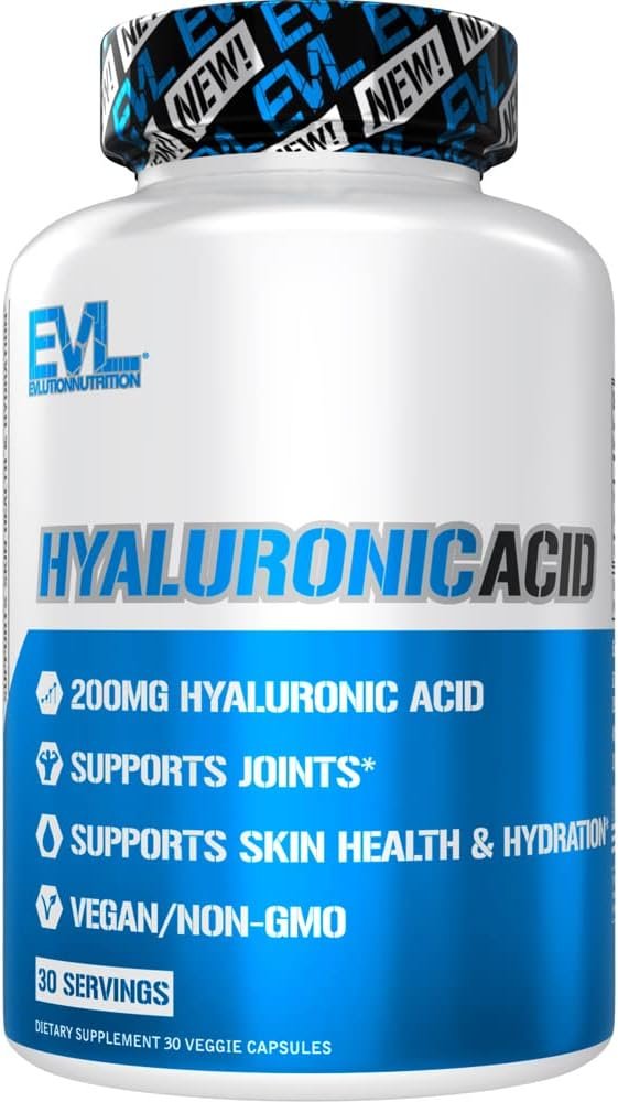 Evlution EVL Hyaluronic Acid – 200mg Hyaluronic Acid Capsules – 30 Servings | Dry Skin Supplement for Women and Men for Itchy or Damaged Skin – High Potency Bioavailable – Non-GMO Formula