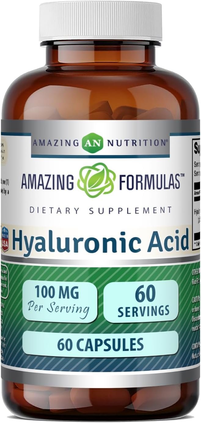 Amazing Formulas Hyaluronic Acid 100 Mg Supplement | Capsules | Non-GMO | Gluten-Free | Made in USA (1 Pack, 60 Count)