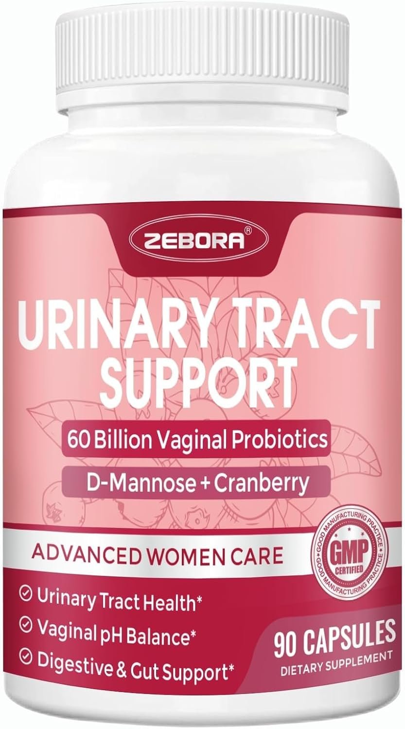 ZEBORA Urinary Tract Health for Women, D-Mannose Supplements, 90 Capsules | Vaginal Probiotics with Cranberry, Supports pH Balance and Digestive Health, Cleanses Urinary Tract and Bladder