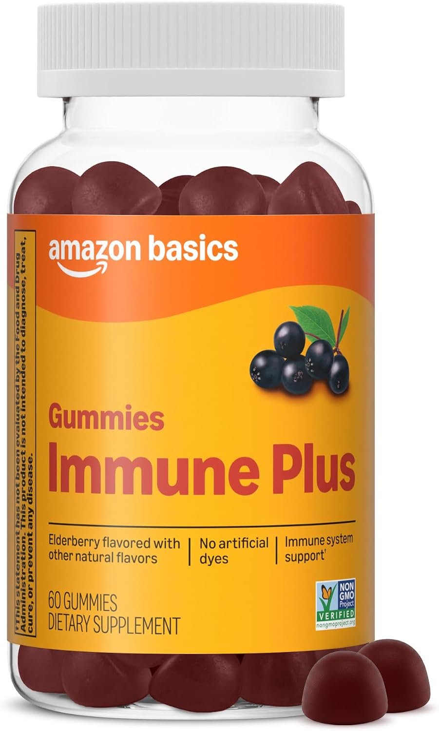 Amazon Basics Immune Plus Elderberry Gummy, 60 Count