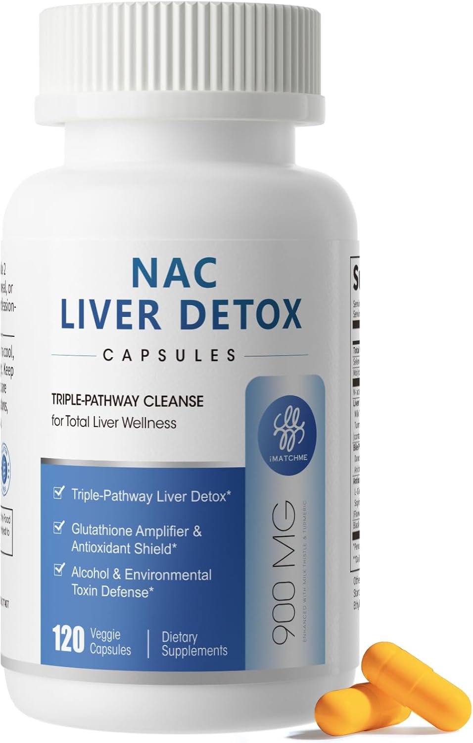 NAC Supplement 900mg, Liver Cleanse Detox & Repair, Liver Support,120 Count | N-Acetyl Cysteine with Milk Thistle, Turmeric, Dandelion & Artichoke for Antioxidant Defense, Detox Support & immune Support