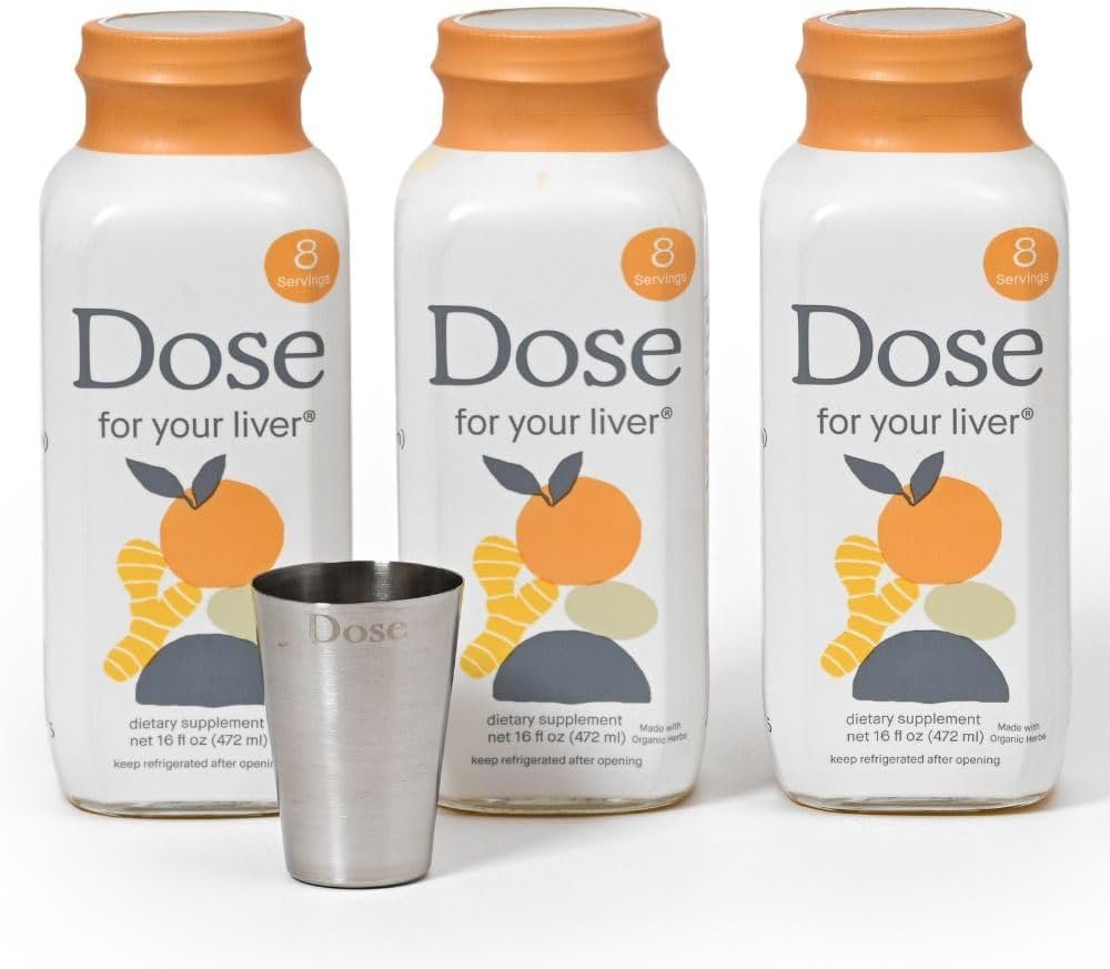 Dose for Your Liver Cleanse Detox & Repair, 16oz Bottle, 3 Pack | Organic Milk Thistle Liver Supplement with Turmeric, Dandelion, Ginger, Orange, Supports Healthy Liver Function
