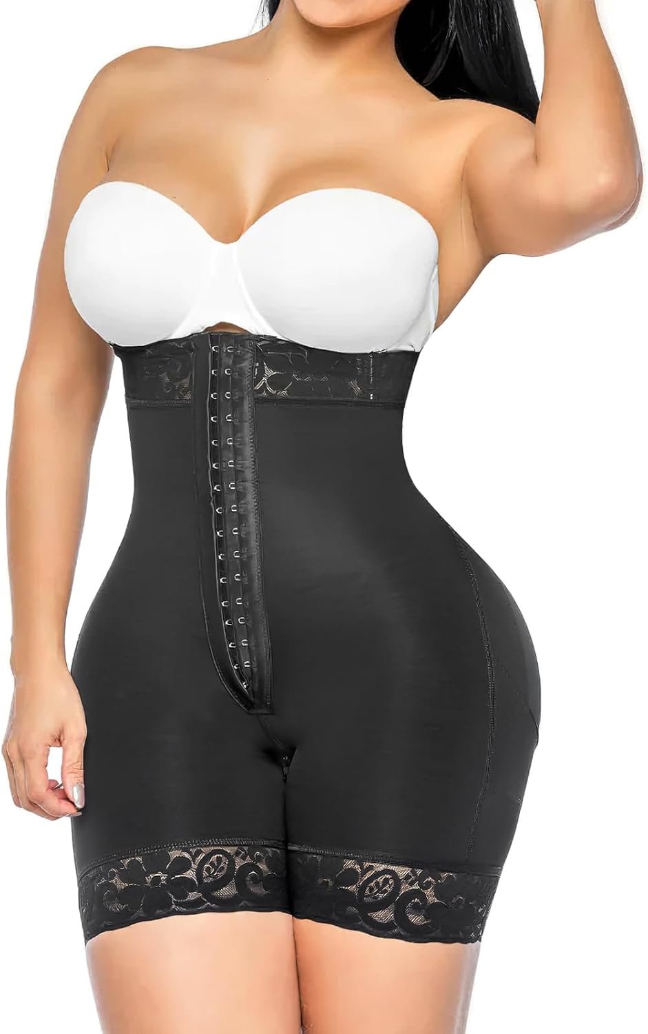 YIANNA Women Tummy Control Shapewear Strapless Faja Colombianas Body Shaper | Postpartum Fajas Moldeadoras, Butt Lifter Shorts with Zipper Crotch, Compression Garment, High Waisted Waist Shaping Girdles