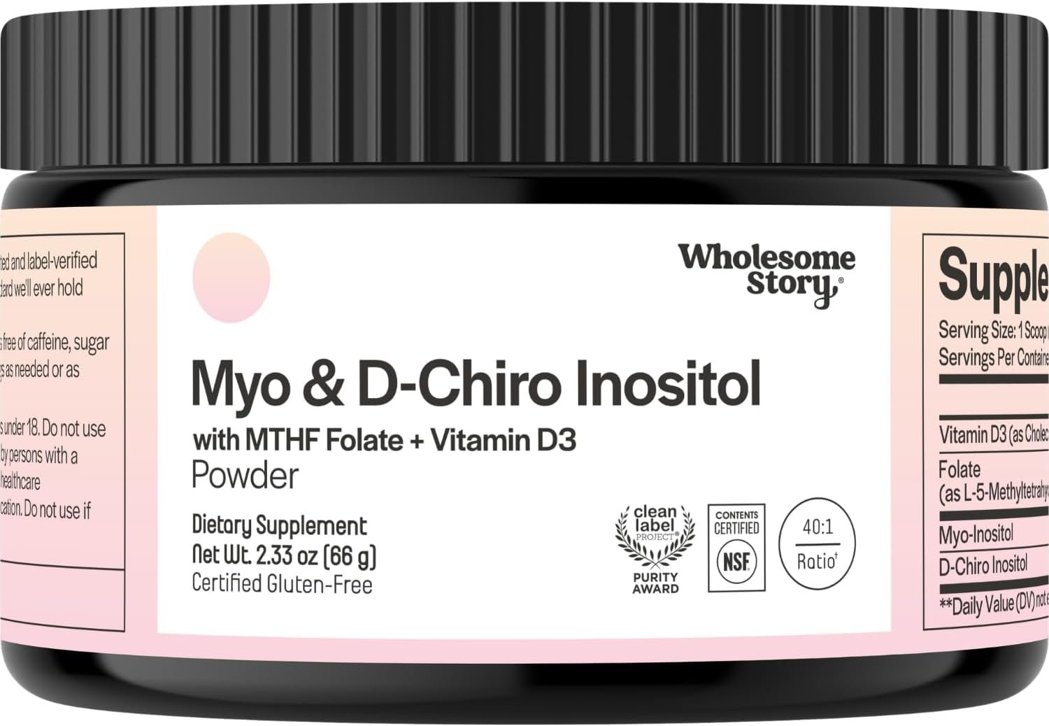 Inositol Supplement Powder with MTHF Folate + Vitamin D3 | Myo-Inositol & D-Chiro Inositol | Hormonal Balance & Healthy Ovarian Support | Vitamin B8 | Alternative to Inositol Capsules | 30 Servings