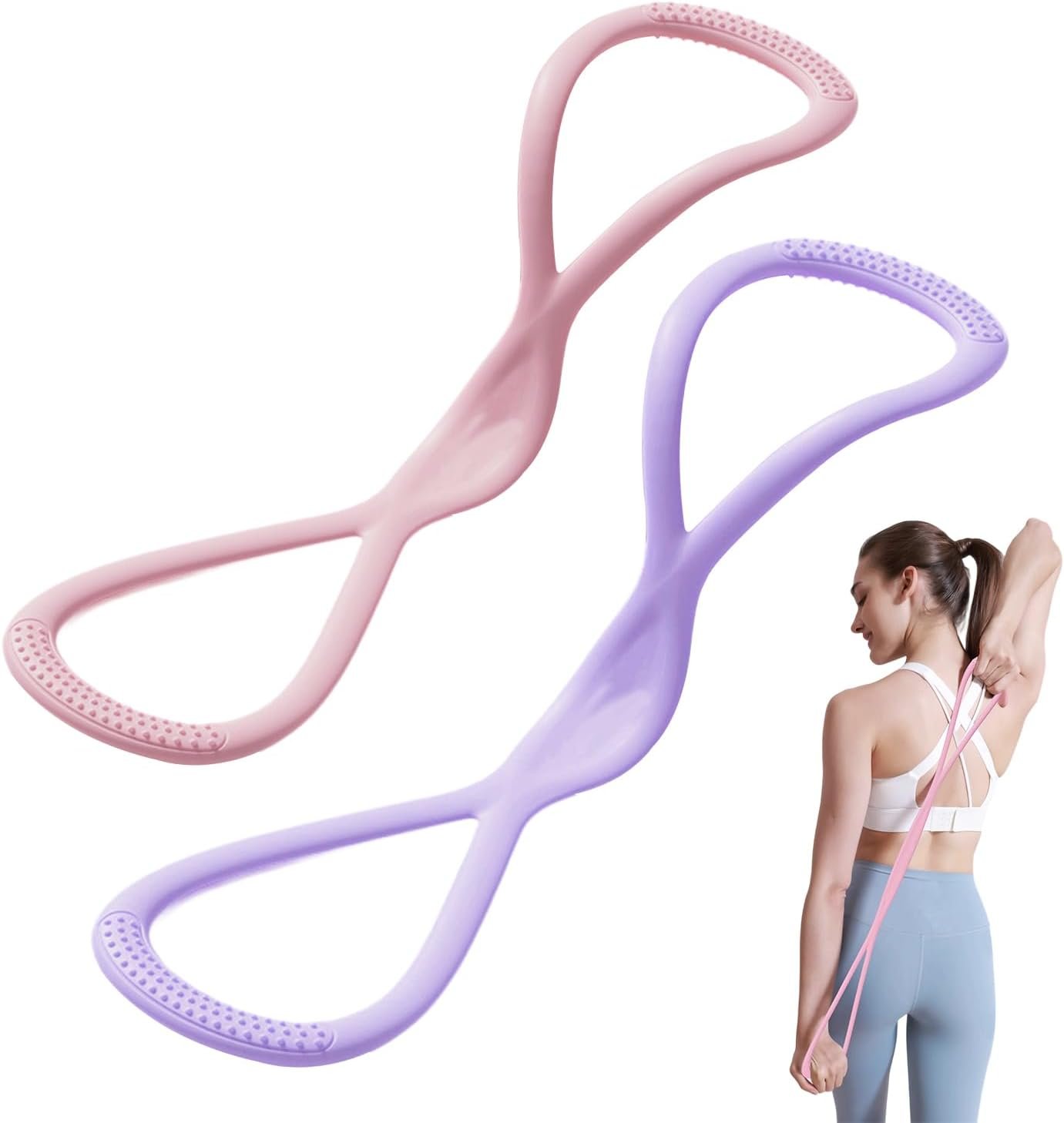 2Pack Figure 8 Resistance Band for Women, Resistance Bands with Handles, Portable 8 Shaped Exercise Band, for Strength Training Yoga Pilates