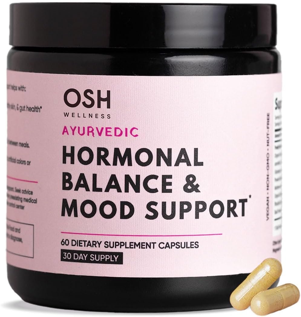 Ayurvedic Hormone Balance for Women | Cortisol Reducer | Mood, Energy, Stress, & Sleep Support | Estrogen | Perimenopause | Ashwagandha, Rhodiola, & Holy Basil | Made in USA | 60 Ct. – OSH Wellness