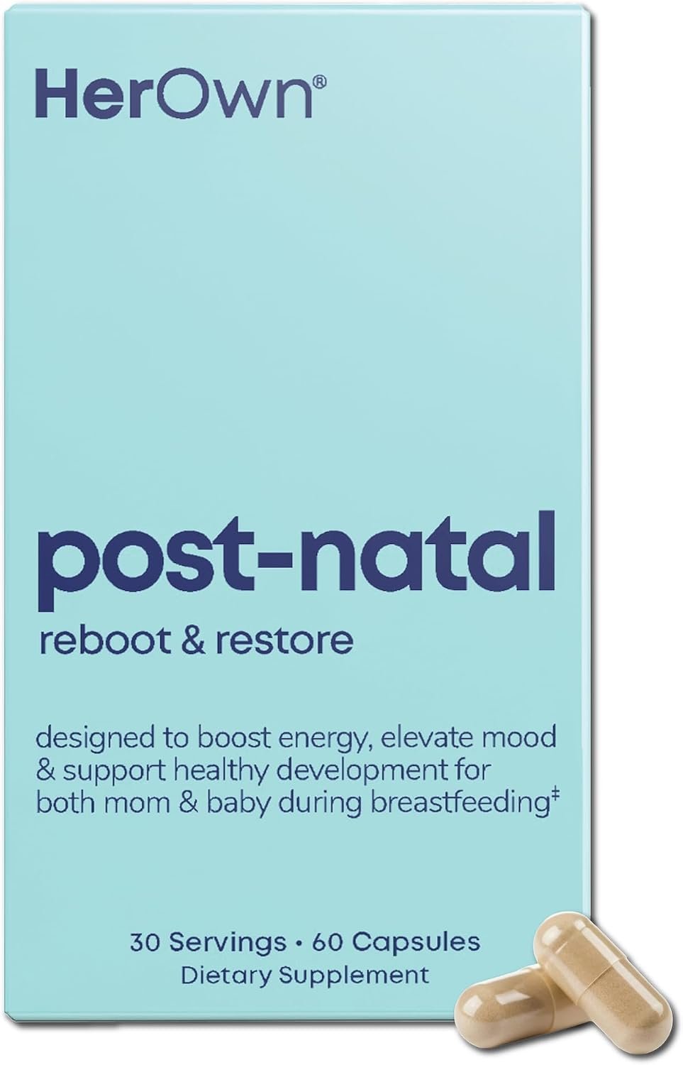 Her Own Post-Natal Vitamins – Boosts Hair Recovery, Milk Supply, & Wellness – B Vitamins, Postpartum Recovery Essentials, Daily Supplement for Breastfeeding Moms, Easy-to-Swallow, 60 Capsules