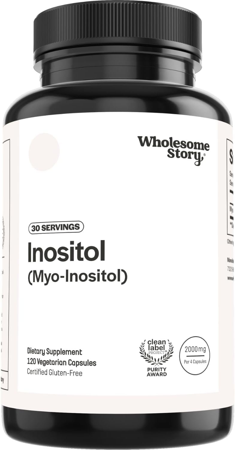 Wholesome Story Myo-Inositol Supplement | Inositol Powder Capsules | Myoinositol | 2000mg Per Serving | 500mg Per Capsule | Male and Female Fertility Supplement | Vitamin B8 | 120 Capsules