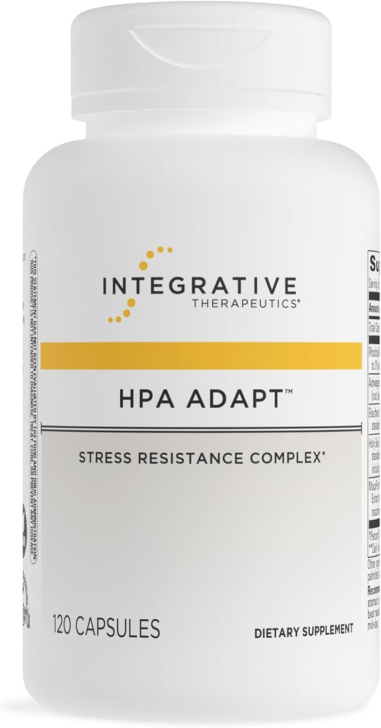Integrative Therapeutics HPA Adapt – Adaptogenic Supplement for Stress Support* – Includes Ashwagandha, Rhodiola & Other Adaptogenic Herbs* – Vegan, Dairy-Free & Gluten-Free – 120 Capsules