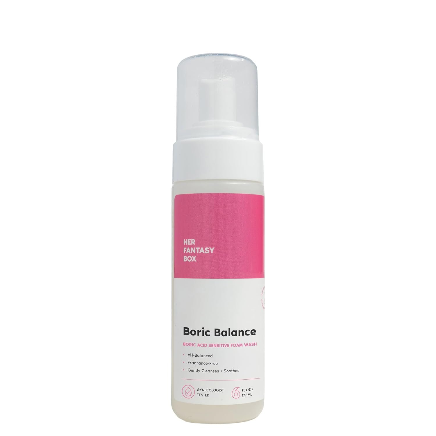 Her Fantasy Box | Boric Balance Yoni Foam Wash – Naturally Safe, pH-Balancing, Gentle Cleansing Formula for Daily Care, Odor Control, and Feminine Hygiene, 6 oz